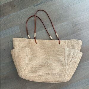 Sezane Paloma Basket Raffia Natural Tote